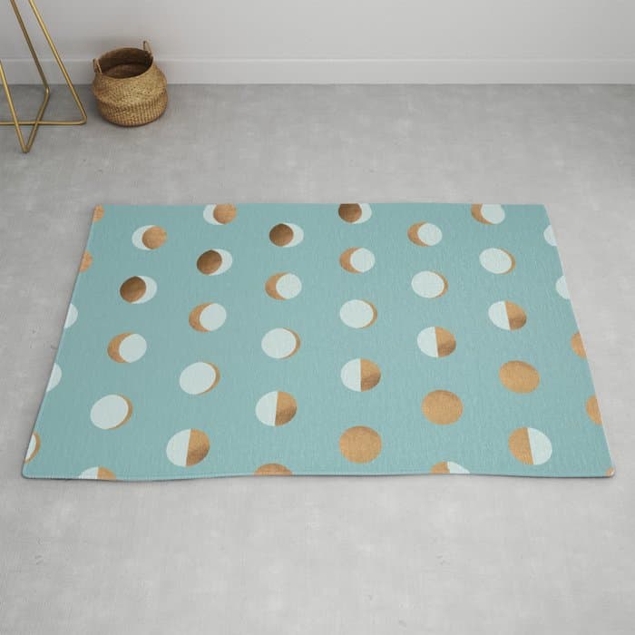 The Lunar Cycle ⢠Phases of the Moon â Copper & Robin's Egg Blue Palette Rug