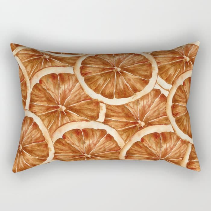 Watercolor, Festive Oranges Rectangular Pillow