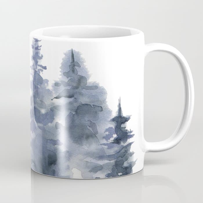 Blue Forest, Abstract Watercolor Coffee Mug