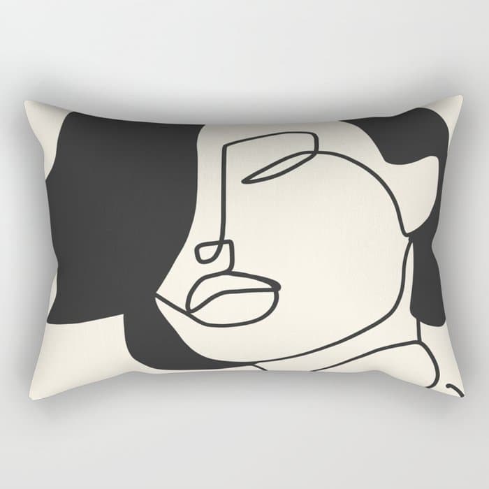 Drawing female face portrait II Rectangular Pillow