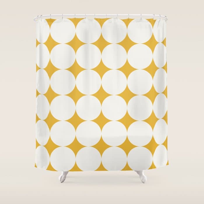 Circular Minimalism - Retro Yellow White Shower Curtain