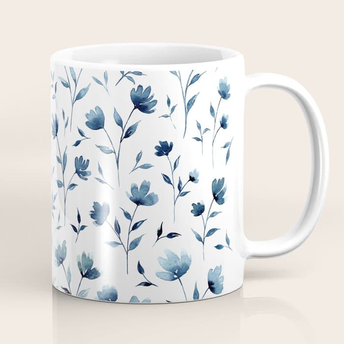 Blue flowers | Watercolor Pattern Coffee Mug