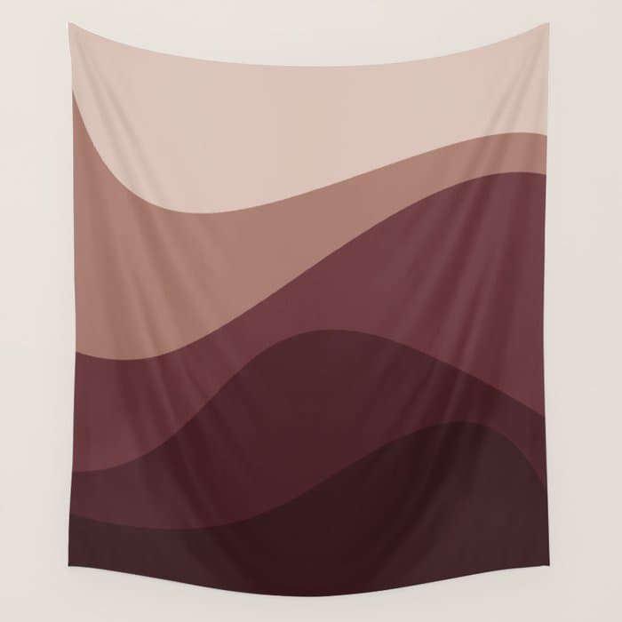 Abstract Color Waves VI Neutral Red Tones Wall Tapestry