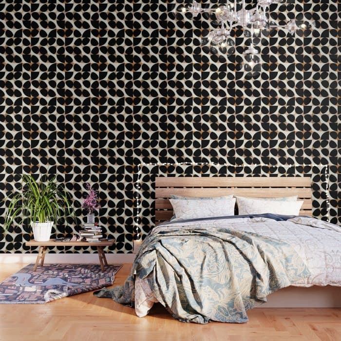 mid century black geometric shapes Wallpaper