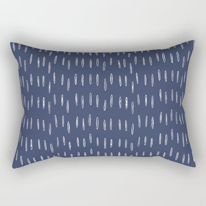 Boho Prints, Raindrops, Indigo Blue, Minimalism, Abstract Art Rectangular Pillow