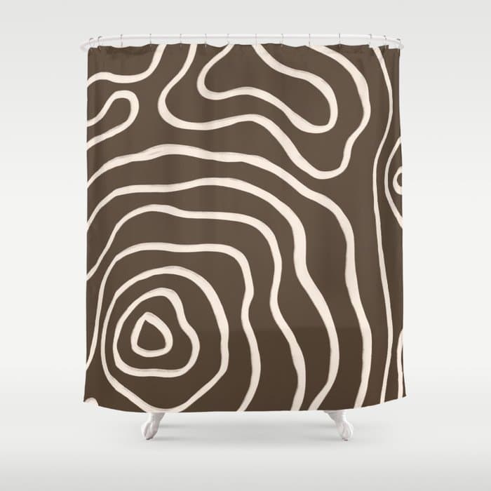 Topographic Map / Brown & Nude Shower Curtain