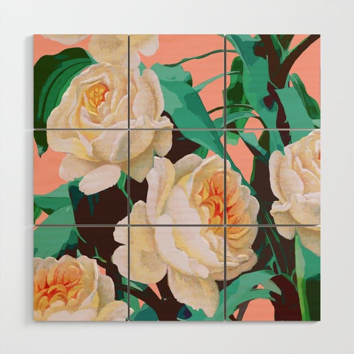 Tropical & White Blossom #painting #tropical #botanical Wood Wall Art
