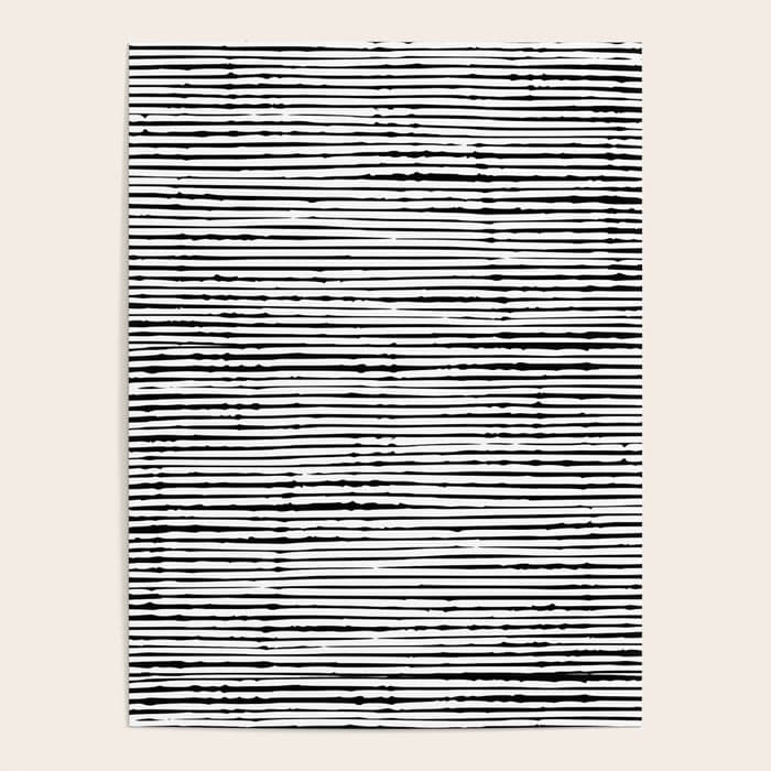 Rustic, Abstract Stripes Pattern, Black and White Poster