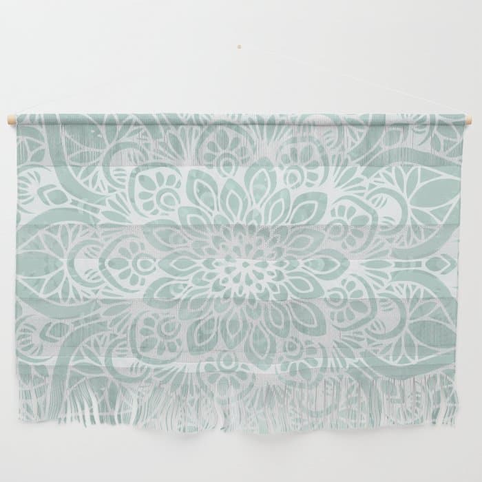 Mandala, Yoga, Love, Flower of Life, Teal Green Wall Hanging