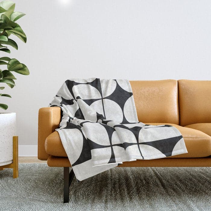 Mid-Century Modern Pattern No.2 - Black and White Throw Blanket