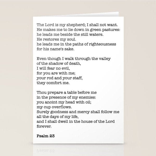 Psalm 23 Bible Verse Print - The LORD is my shepherd Stationery Card