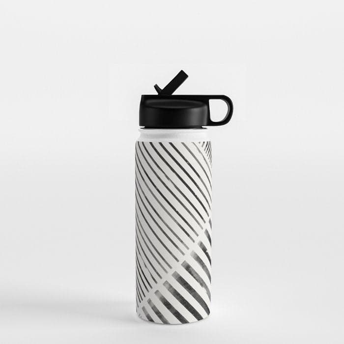 Black and White Stripes, Abstract Water Bottle