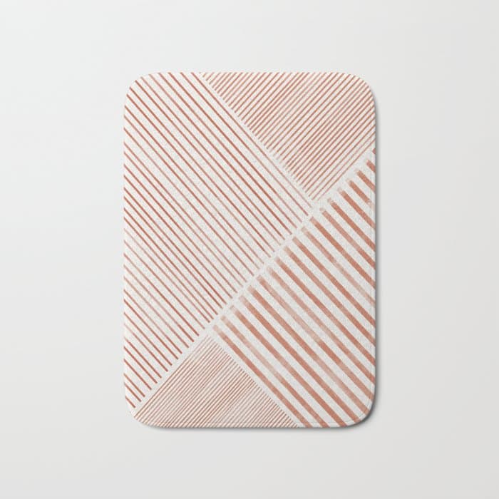 Blush Pink Stripes, Geometric Art Bath Mat