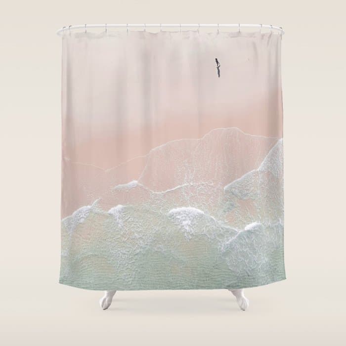 Ocean Walk II - Aerial Beach photography by Ingrid Beddoes Shower Curtain