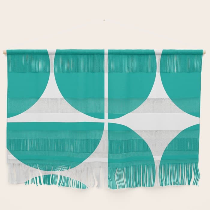 Mid Century Modern Turquoise Square Wall Hanging