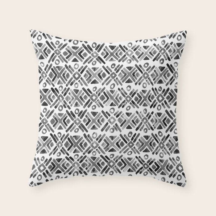 Sonoran Stripe - Black&White Throw Pillow