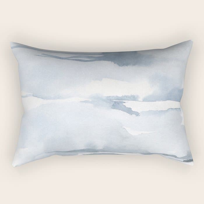 Pastel blue gray abstract watercolor brushstrokes stripes pattern Rectangular Pillow