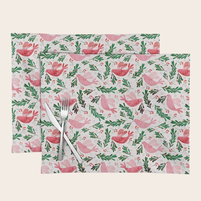 Festive Birds - christmas pattern no2 Placemat