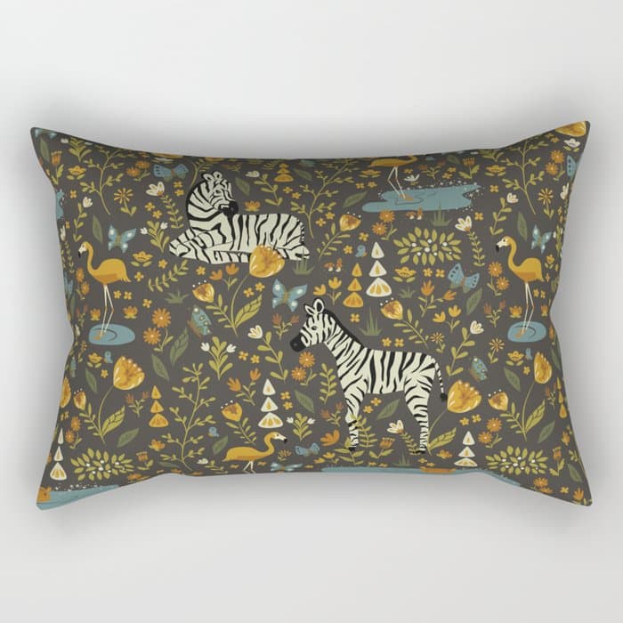 Zebras in Wild Fall Garden Rectangular Pillow