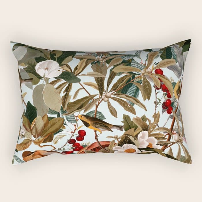 Floral and Birds XXVII Rectangular Pillow