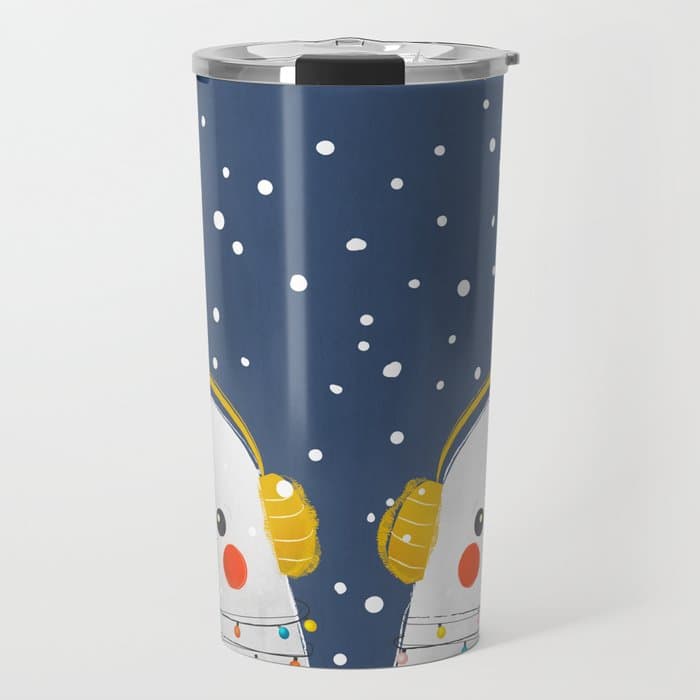 Christmas Baby Seal with fairy lights Travel Mug