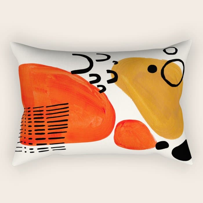 Fun Abstract Minimalist Mid Century Modern Yellow Ochre Orange Organic Shapes & Patterns Rectangular Pillow
