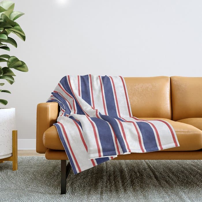 Nautical Red and Blue Stripes 2 Throw Blanket