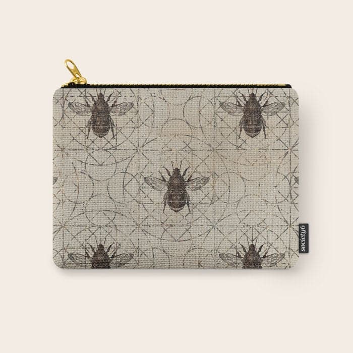Bumble Bee on sacred geometry pattern Carry All Pouch