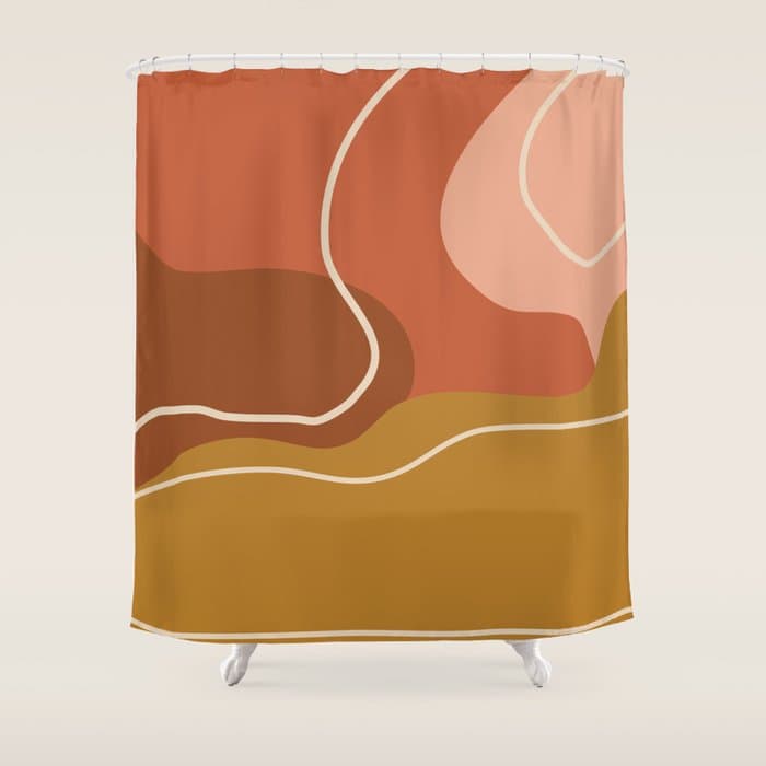 Abstract Organic Shapes in Zen Desert Color Shower Curtain