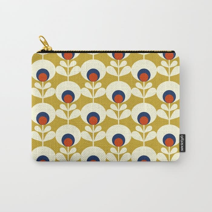 Flowers geometry mustard - retro pattern no3 Carry All Pouch
