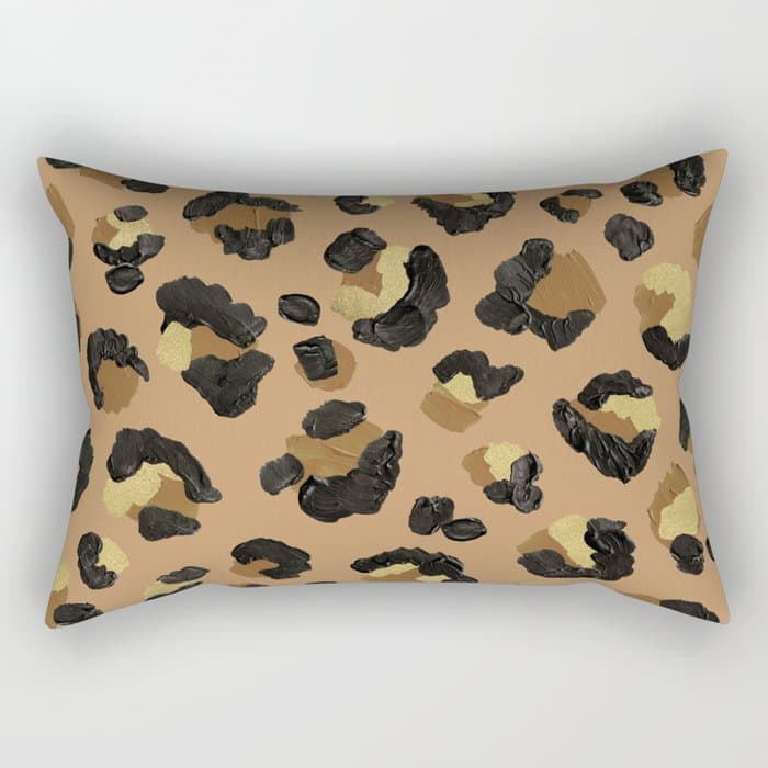 Leopard Print - Neutral & Gold Palette Rectangular Pillow