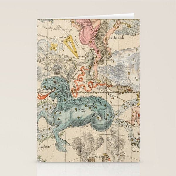 Vintage Celestial & Astrological Map (1693) Stationery Card