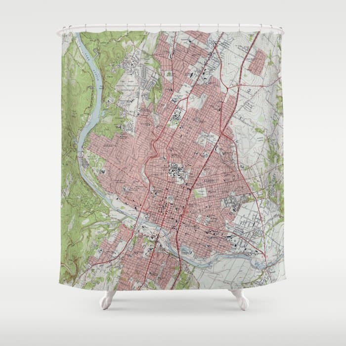 Vintage Map of Austin Texas (1955) Shower Curtain