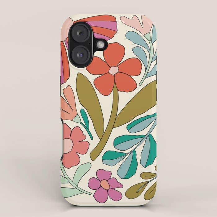 Retro Groovy Floral Art Print iPhone Case