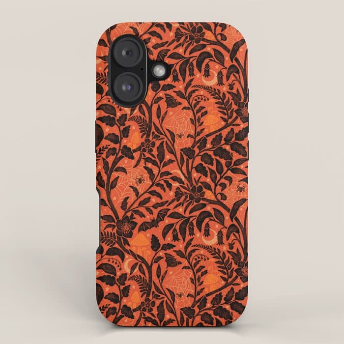 Mysterious Garden - black and orange iPhone Case