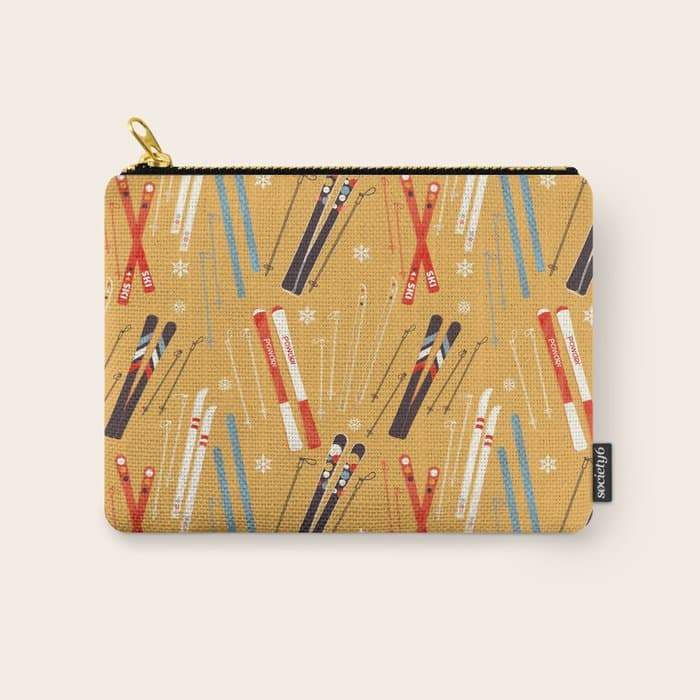 Bright Retro Ski Pattern Carry All Pouch