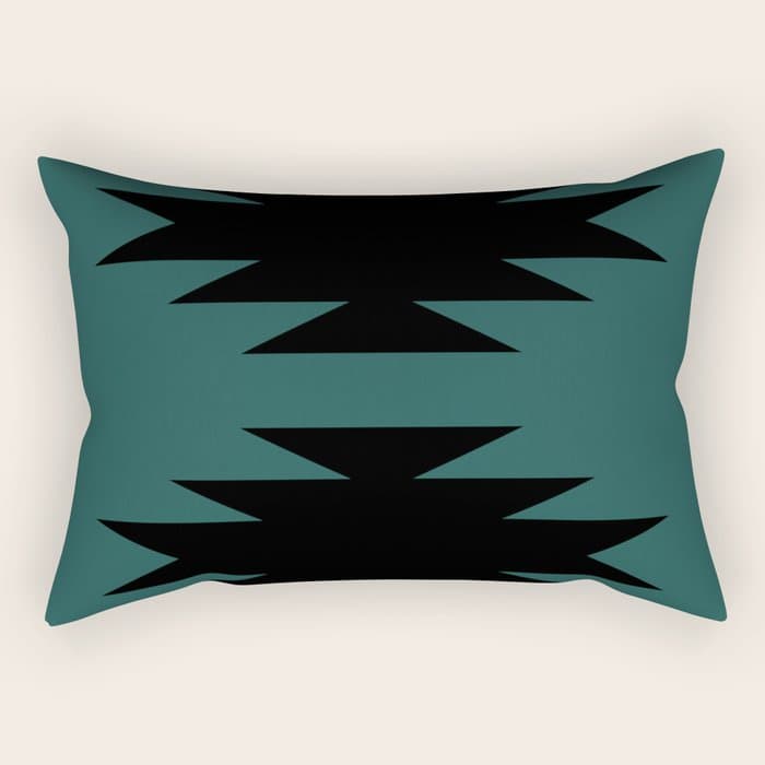 Geometric Southwestern Minimalism - Teal Green Rectangular Pillow