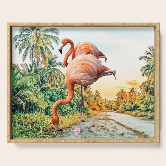 Flamingo Vacay #photography #surrealism Serving Tray