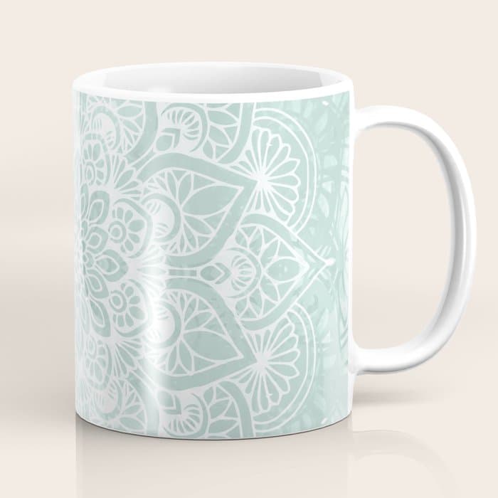 Mandala, Yoga, Love, Flower of Life, Teal Green Coffee Mug