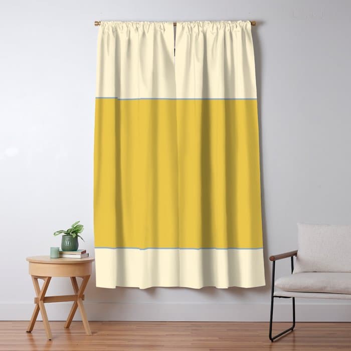 Sunshine Yellow Color Block Warm Vintage Window Curtain