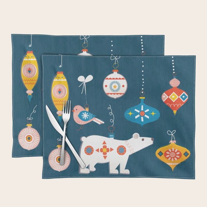 Christmas Retro decorations no2 Placemat