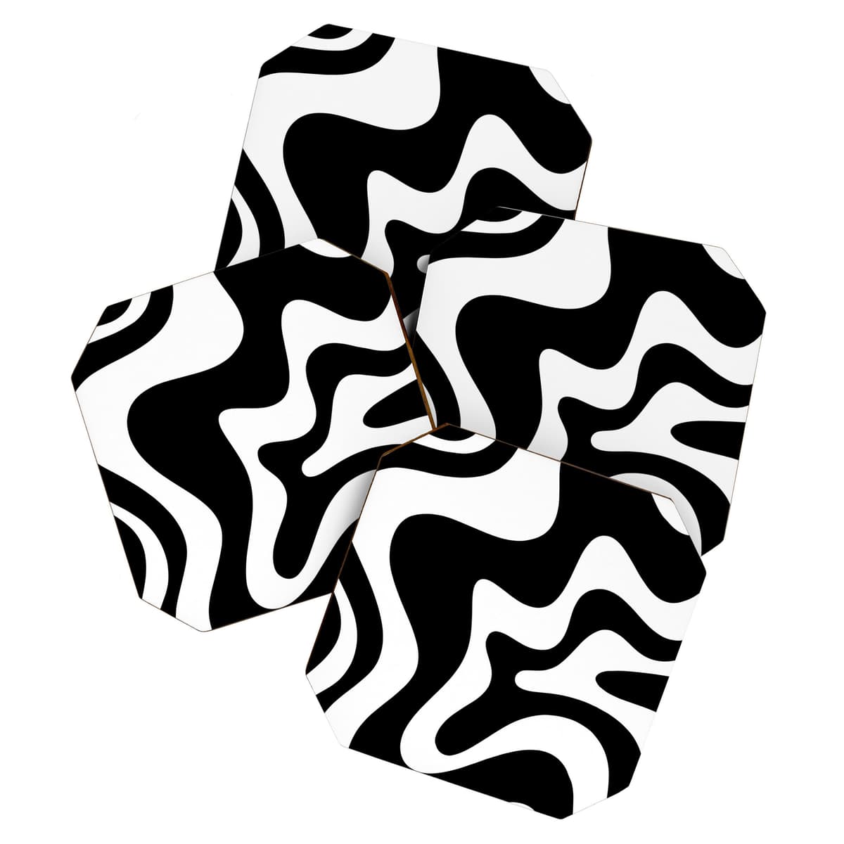 Liquid Swirl Abstract Pattern in Black and White Coaster