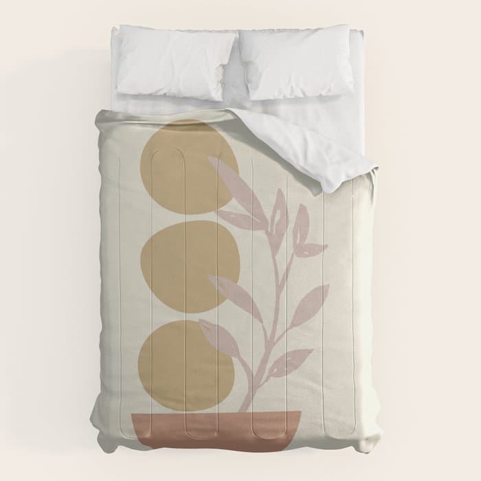 Desert Botanicals and Organic Shapes in Terracotta, Gold, and Blush Comforter