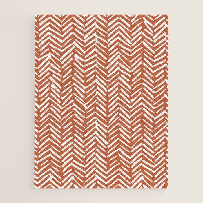 Boho, Abstract, Herringbone, Pattern, Terracotta Jigsaw Puzzle