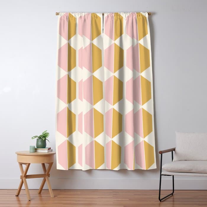 Zola Pattern Shapes - Sunrise Pink and Orange Window Curtain