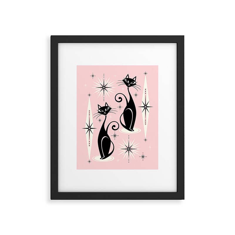 Mid Century Meow Retro Atomic Cats ©Studioxtine Framed Art Print