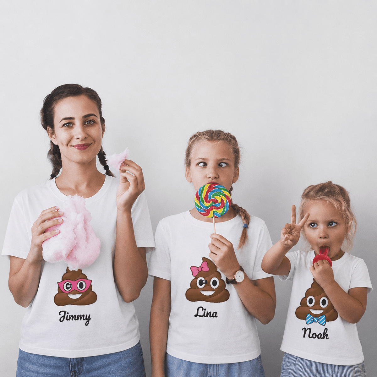 Personalized Mommy's Little Shits T-Shirt – Custom Funny Kids Poop Emoji Family Tee