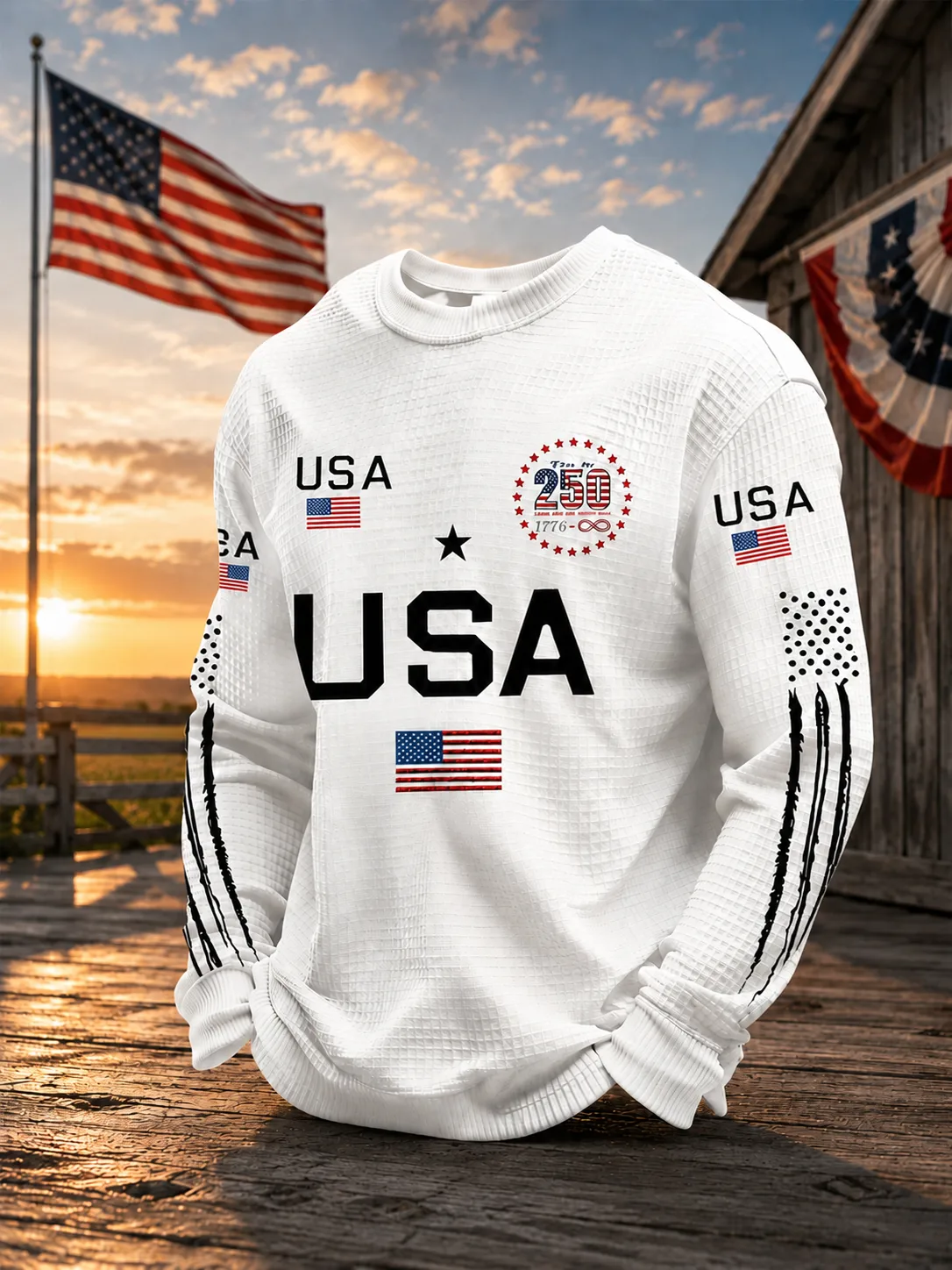 USA 250th Anniversary Patriotic Graphic Sweatshirt