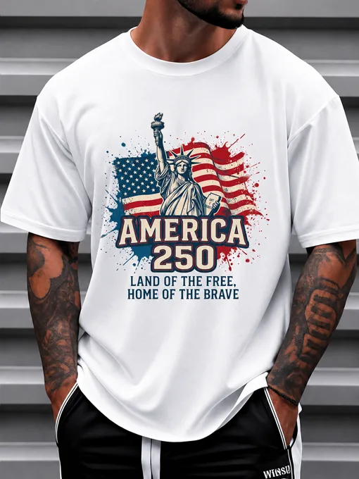 America 250 Land of the Free Home of the Brave Patriotic T-Shirt