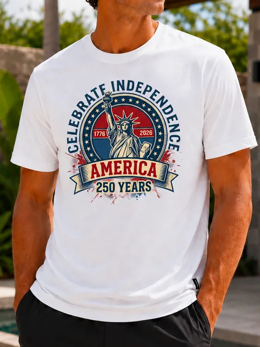 Celebrate Independence America 250 Years Statue of Liberty Patriotic T-Shirt
